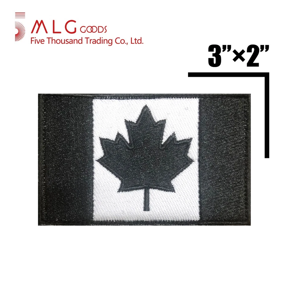 5MLGgoods Canada Flag Embroidered Patch, with Hook and Loop (Black) - Image 2 of 4