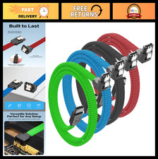 4 Pack 20" SATA III Cable 6Gbps Right Angle with Locking Latch for HDD SSD CD Dr