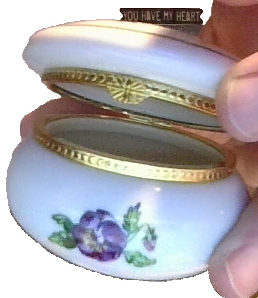 Retired PARTYLITE Pansy Trinket Box PRETTY Keepsake Ceramic Tealight Holder EUC