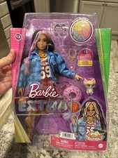 Barbie Extra Doll Accessories with Pink-Streaked Crimped Hair in Jersey Dress