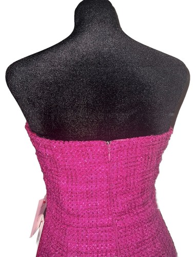 Hot Pink Strapless Sparkly Romper Jumpsuit Size Small Glitter Tube Top - Picture 5 of 5