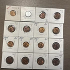 Lincoln Wheat  Penny Uncirculated Lot of 16 Mostly Red & Red -Brown 1941-1958