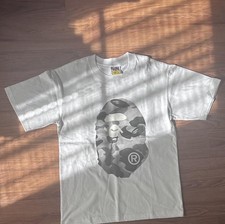 A Bathing Ape Ape Head Camouflage Logo White Cotton Men's T-Shirt Size large