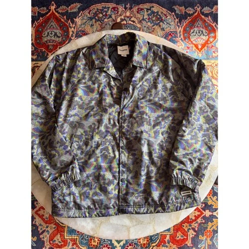 NWOT Converse Primaloft 3D Cheetah Pattern Coach Jacket Mens M Iridescent Snap - product listing photo