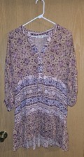 Billabong Pink Floral 3/4 Sleeve Boho Dress Size Medium