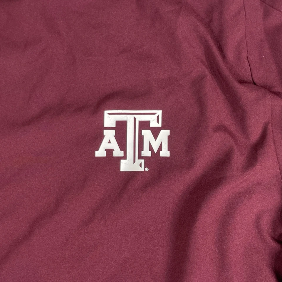 Texas A&M 套衫男式 3XL Maroon Aggies 阿迪达斯半拉链长袖棒球 — 第 3/4 张图片