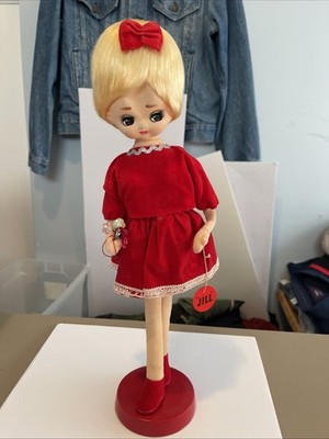 VTG 1960s HERMAN PECKER Jill Stockinette Pose Doll Mod #737 Big Eyes Blonde 16 