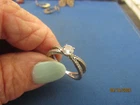 VINTAGE STERLING SILVER CLEAR STONES IBB CN DOUBLE BAND RING