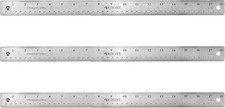 Pack Of 3 Stainless Steel Rulers With Non Sli...