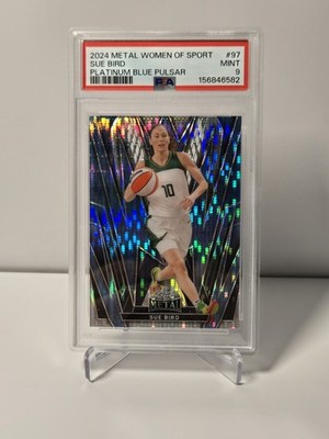 SUE BIRD 2024-25 LEAF METAL WOMEN OF SPORT PLATINUM BLUE PULSAR /10 POP 1 PSA 9
