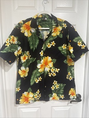 Aloha Fashion Men's LG Short Sleeve Hawaiian Shirt Black Multi Floral - FLAWED
