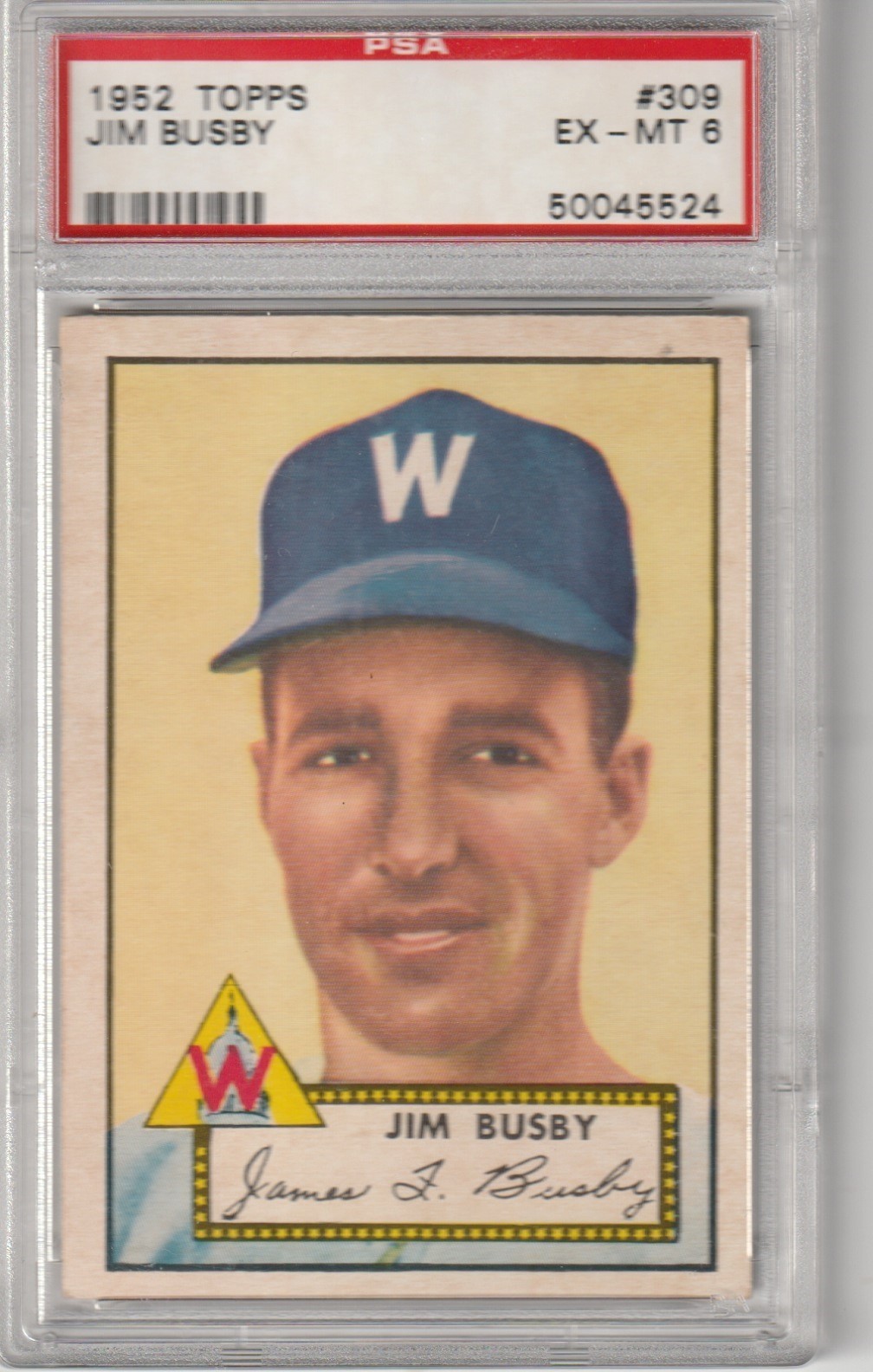 1952 Topps Jim Busby #309, PSA EX-MT 6