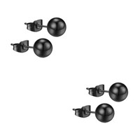 2 Paar 6 Mm Damen-Ohrringe, Edelstahl-Kugel, Verhindert Allergien, Ohrringe,