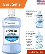 Mouthwash Breath Freshener Oral Rinse Bad Breath Defense Mint Alcohol Free 1L