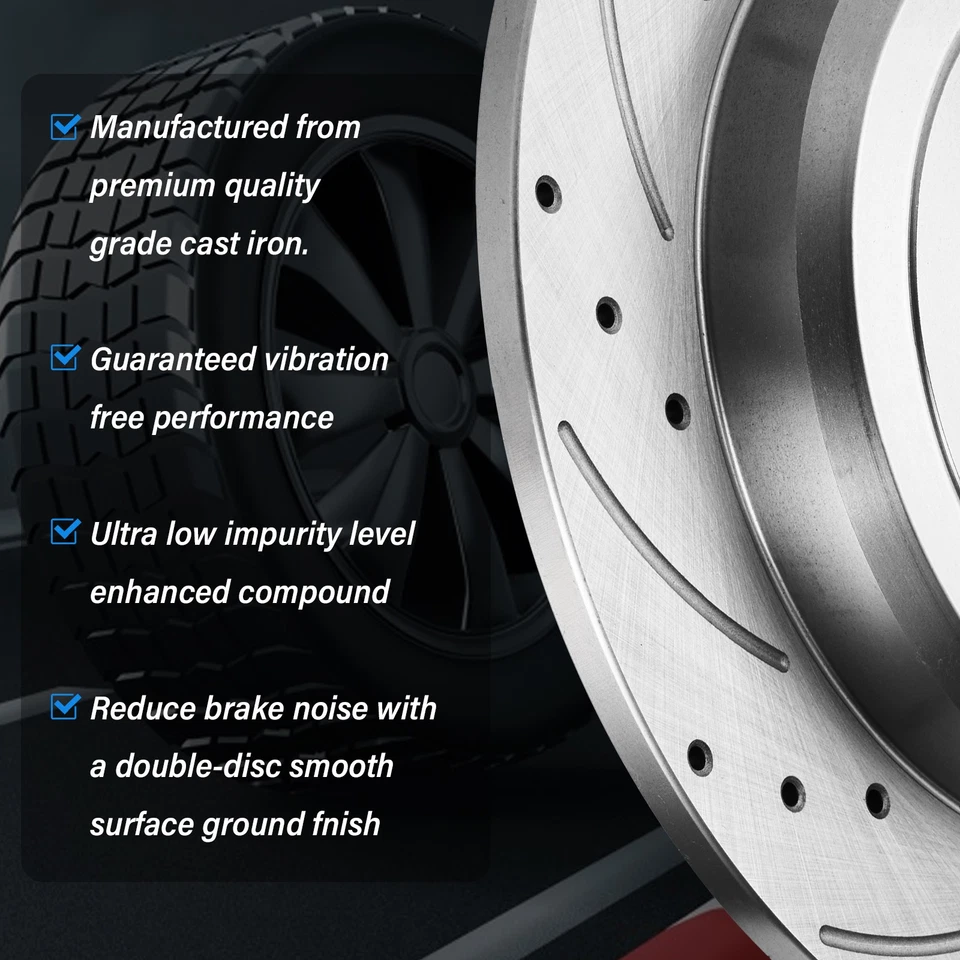 Juego de rotores de freno de disco traseros perforados y ranurados para Jeep Wrangler JK 2018 Foto 3 de 4