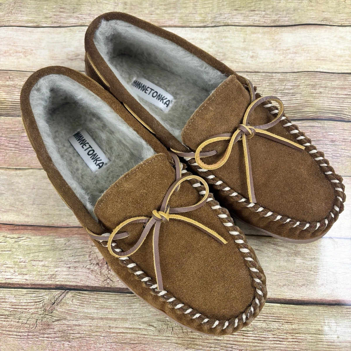 Minnetonka Code Trapper Men Suede Moccasin Slipper Whiskey‎ Faux Fur Size 10M Minnetonka Trevor Slipper - Men main image 4