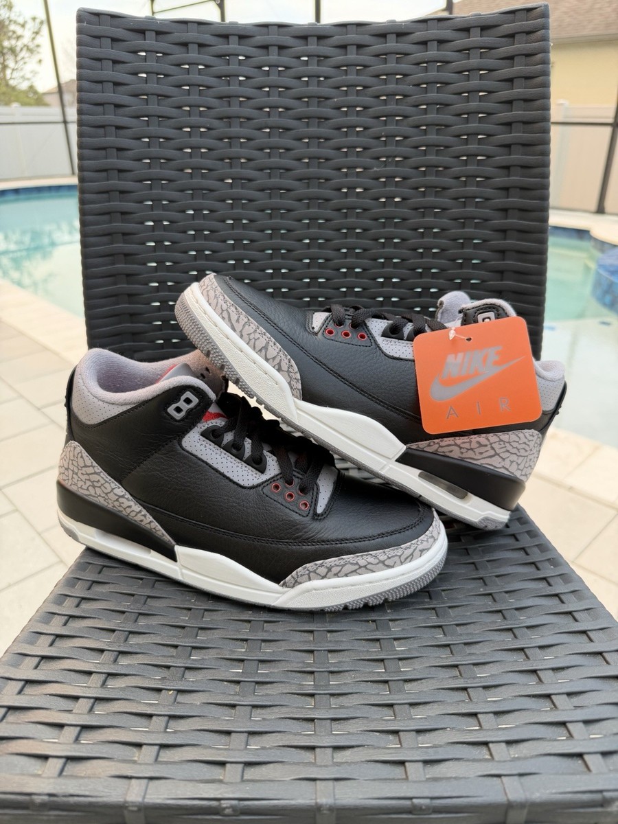 Nike Air Jordan 3 Black Cement Elephant Print Mid Top Sneaker