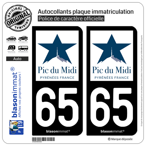 2 Stickers autocollant plaque immatriculation : 65 Pic du Midi - Tourisme - Picture 9 of 9