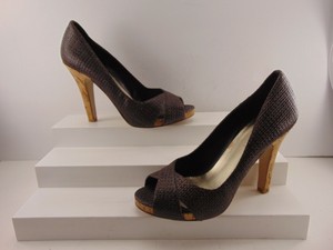 dark brown open toe heels