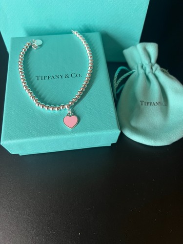 Bracciale Tiffany cuore rosa smaltato argento 925