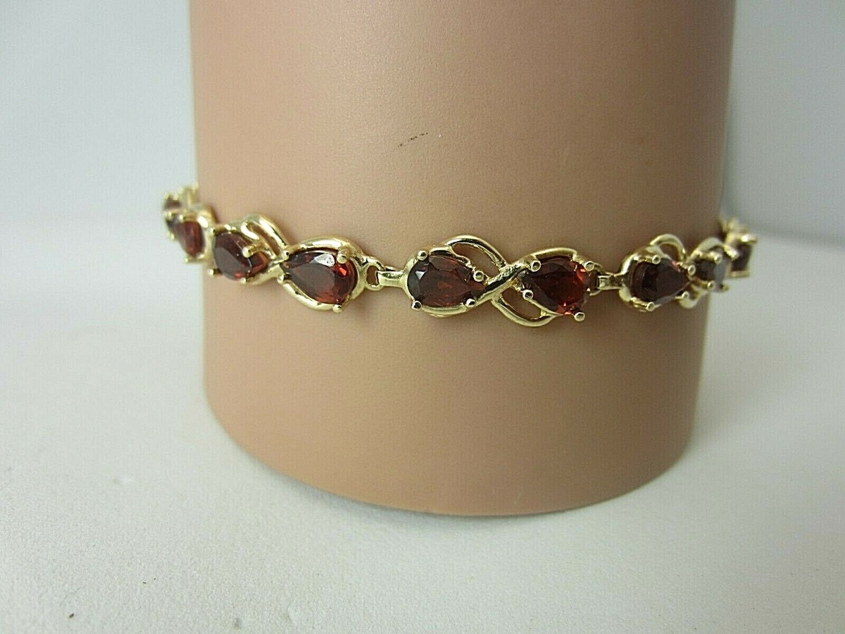 New 14k Yellow Gold and Garnet Bracelet carats inches