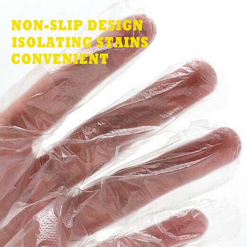100pcs Disposable Plastic Gloves Transparent Food Handling Hygienic Clear Bulk - Picture 6 of 6