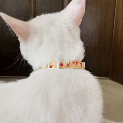 Safety Breakaway Cat Collar with Bell Print Nylon Pet Puppy Necklace Adjustable - Picture 15 of 26