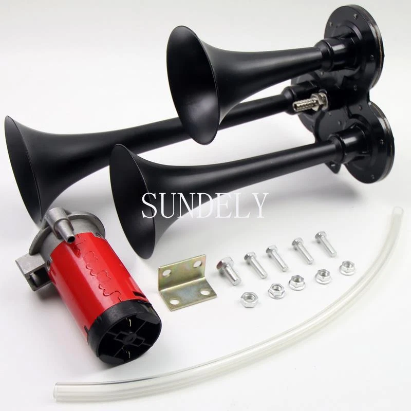 Lorry Horn Triple Trumpet Car Air Horn 12 V 150dB Truck RV Train Boat Loud