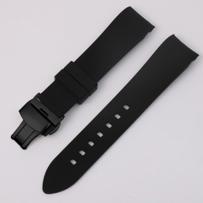 Universal Curved End Silicone Bracelet Waterproof Watch Band Strap 18mm-24mm