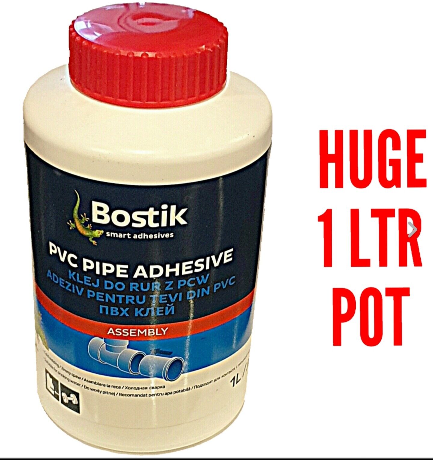 BOSTIK PVC Pipe Adhesive HUGE1 LTR POT BRUSH IN LID RR£19.99 eBay