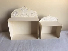 2002 Set Of 2 Brand New Tender Heart Treasures Cream Metal Primitive Style Shelf