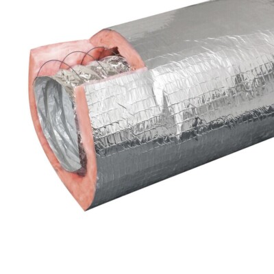 12-in x 25-Ft Insulated Flexible Round Flex Duct Tube R8 Heating/AC Vent Venting