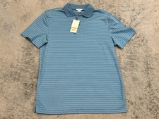 NWT Calvin Klein Liquid Cotton Polo Shirt Mens Small Blue Striped Stretch Golf