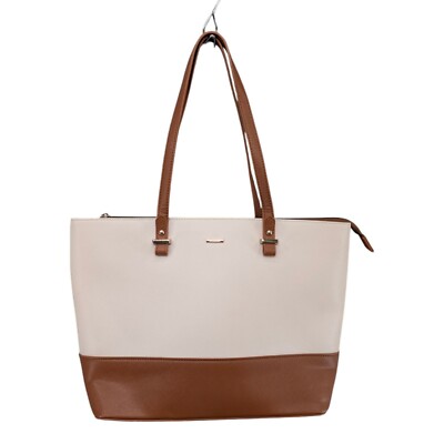 Lovevook Faux Leather Shoulder Bag Womens Cream Tan Purse Handbag 15''