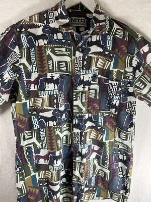 Mto International Hawaiian Aloha Shirt Large Cotton Casual Colorful Casual Wear