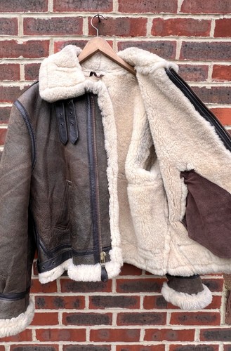 Schott Type B-3 Sheepskin Flight Jacket 46 XL XXL Brown Suede Leather Bros B3 - Picture 4 of 10