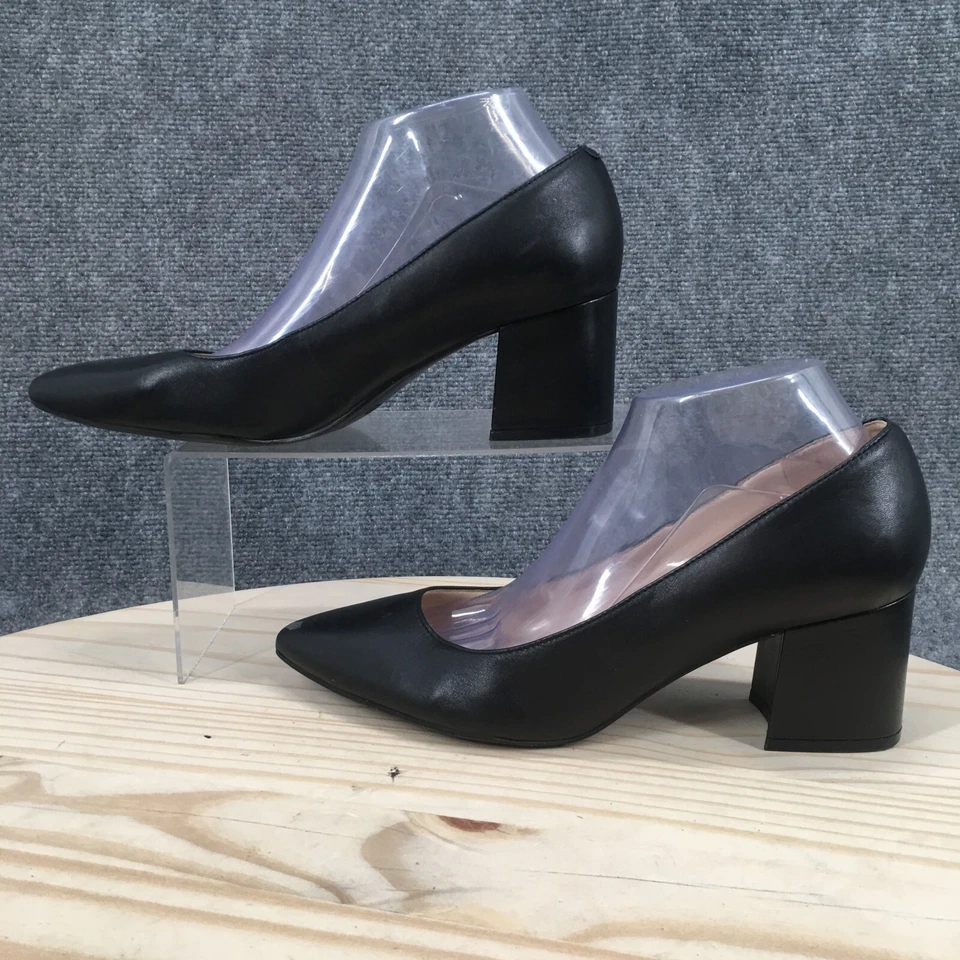 Zapatos de salón Nine West para mujer 9,5 M sin cordones de cuero negro punta tacón Foto 2 de 4