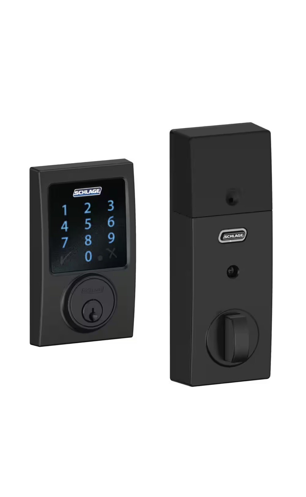 Schlage BE469ZP CEN 622 Smart Deadbolt with Alarm and Century Trim in Matte Black
