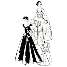 Vintage 1950s Pattern – Evening Cuffed Bodice 'Diana' Dress - Bust=38” (96.5cm)