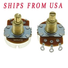 2x Alpha Guitar Full Size Pots Potentiometer 19.5mm Brass Shaft Linear Pot B250K