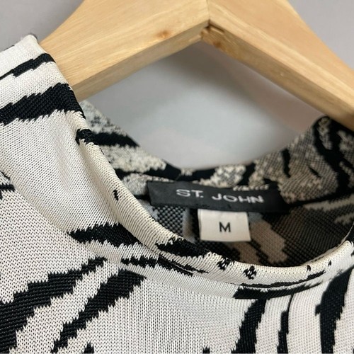 St John Zebra Shell Vintage Animal Print Knit Tank Top Mock Neck Women Medium - Picture 9 of 16