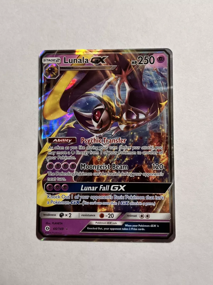 Pokemon Ultra Rare Full Art Lunala GX Card 66/149 Sun Moon NM/M