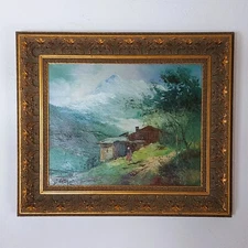 G Chiabert Oil On Canvas Mountain Landscape Painting 20th C. Italy