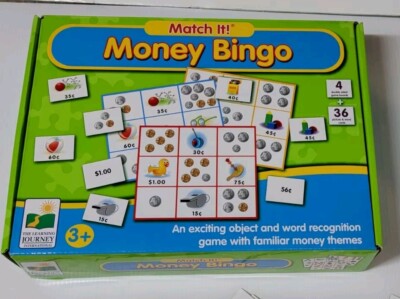  The Learning Journey Match It! Money Bingo game Object And Word Recognition 