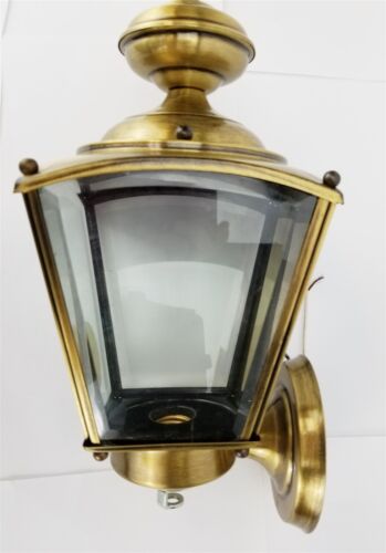 American Lantern Wall Sconce Outdoor Brass Clear Glass Vintage - Picture 1 of 8