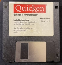 Vintage Intuit Quicken for Apple Macintosh 3.5” Floppy Disk 1988-1993