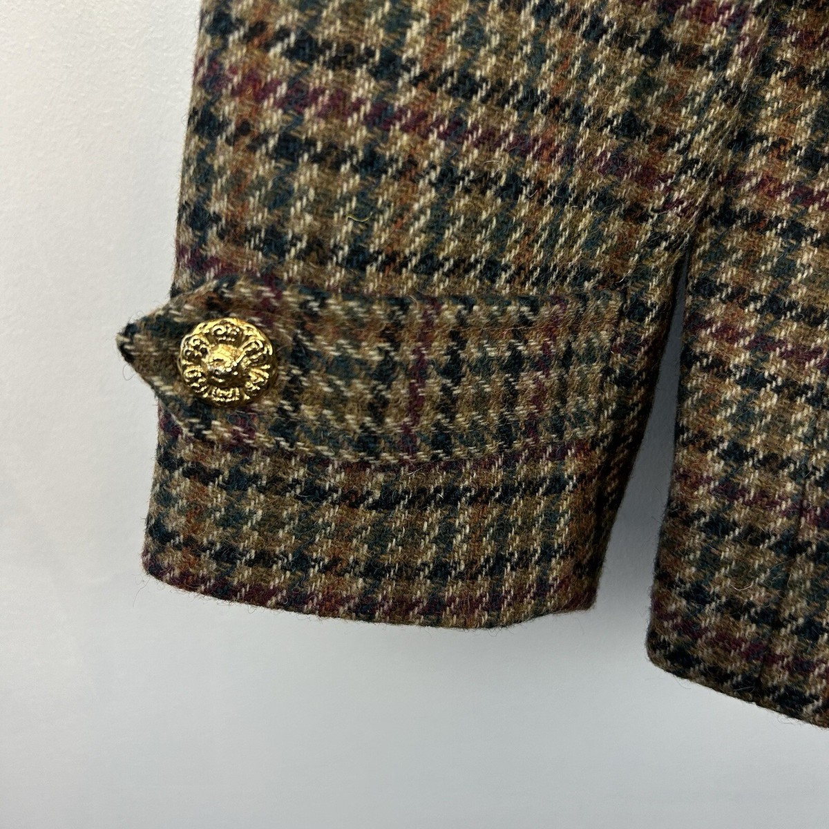 Vintage Jacket Womens 14 Brown Houndstooth Wool Tweed Blazer