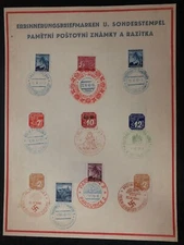 1940 Prague Bohemia Moravia Germany Souvenir Sheet Cover Remembrance Stamps
