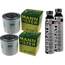 2x filtr oleju MANN-FILTER W 1130/3 + 2x LIQUI MOLY Cera Tec 3721