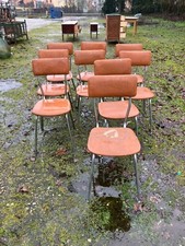 SEDIE VINTAGE DEGLI ANNI 70 IN METALLO E ECO PELLE 10 PEZZI